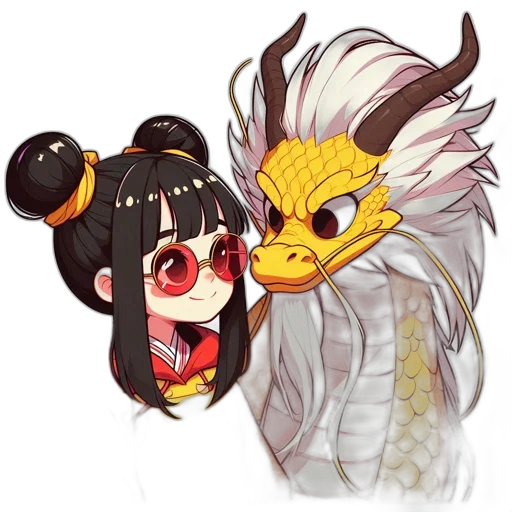 dragon, mask, fantasy art, anime, pixel art, concept art, golden, young transparent PNG cut-out