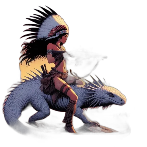 dragon, creature, animal, concept art, fantasy art, pixel art, comic book art, woman transparent PNG cut-out