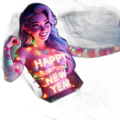 dress, 3d render, concept art, vaporwave, cyberpunk, neon lights, neon, animated transparent PNG cut-out