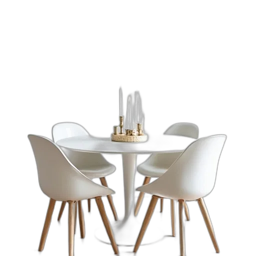 furniture, 3d render, earth tones, monochrome, white, dining, table, simple transparent PNG cut-out