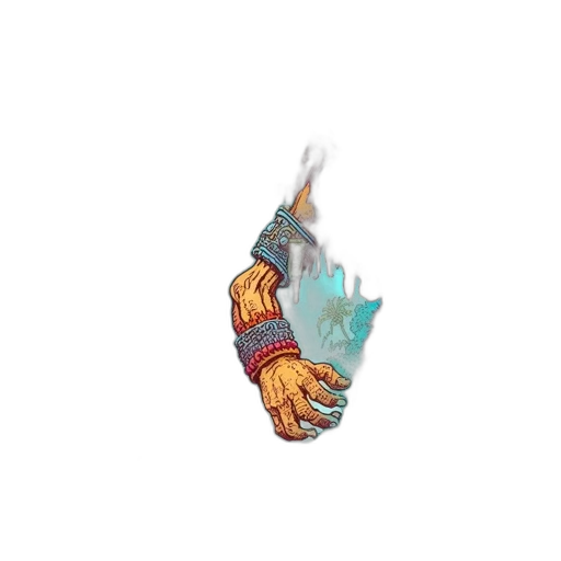 weapon, jewelry, jacket, staff, pixel art, 3d render, concept art, vaporwave transparent PNG cut-out