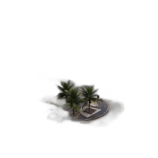 tree, umbrella, furniture, building, 3d render, photorealistic, concept art, pixel art transparent PNG cut-out