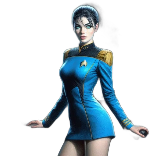 dress, concept art, fantasy art, comic book art, photorealistic, outer space, blue, woman transparent PNG cut-out