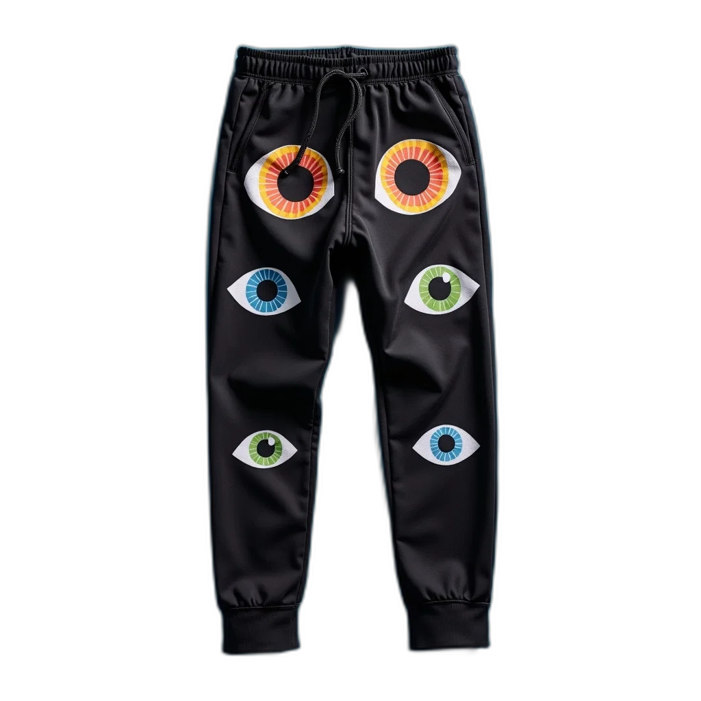 dark, pair, black, pants, pattern, large, colorful, eyes transparent PNG cut-out