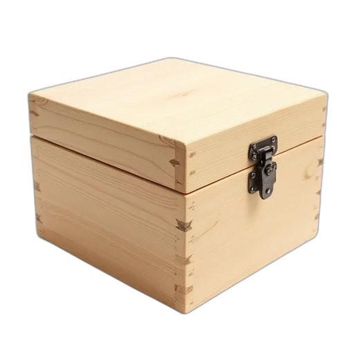 furniture, 3d render, wooden, box, metal, latch, hinge, shown transparent PNG cut-out