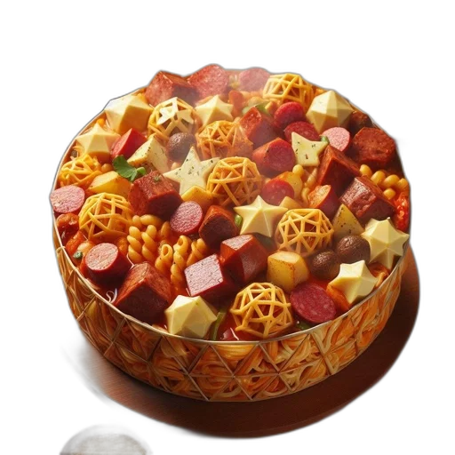 food, jewelry, crown, furniture, 3d render, photorealistic, colorful, pasta transparent PNG cut-out