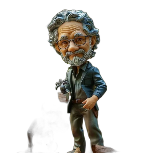 staff, 3d render, concept art, oil painting, photorealistic, figurine, older, man transparent PNG cut-out