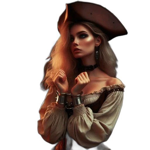 dress, hat, staff, jewelry, fantasy art, photorealistic, concept art, pixel art transparent PNG cut-out