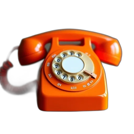 orange, telephone, sits, wooden, surface transparent PNG cut-out