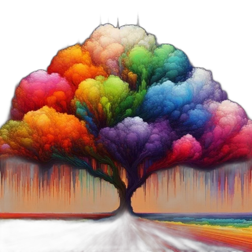 tree, umbrella, crown, dress, watercolor, photorealistic, oil painting, fantasy art transparent PNG cut-out