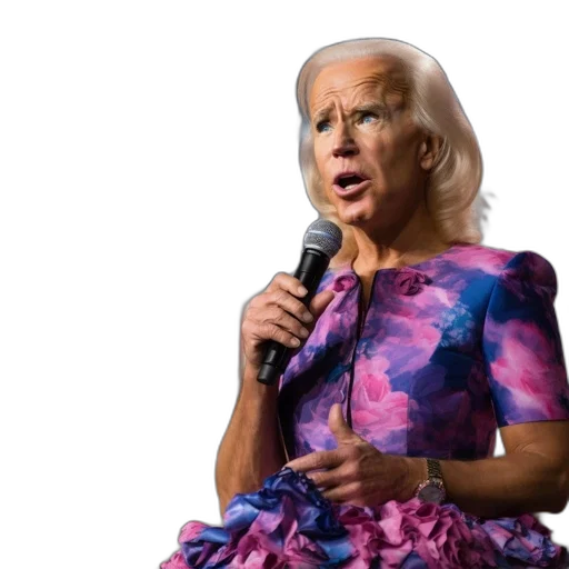 dress, humorous, portrayal, biden, front, american, flag, wearing transparent PNG cut-out