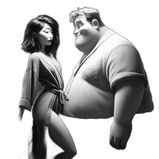 concept art, comic book art, 3d render, fantasy art, two, animated, characters, inhabit transparent PNG cut-out