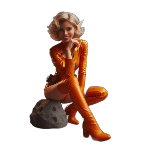 robot, dress, concept art, 3d render, photorealistic, pixel art, outer space, woman transparent PNG cut-out