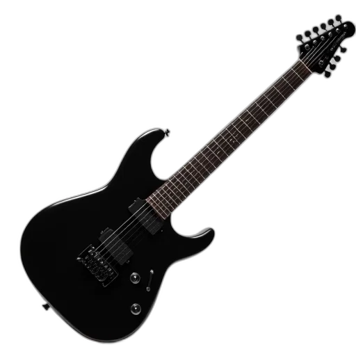 weapon, 3d render, sleek, black, electric, guitar, glossy, finish transparent PNG cut-out