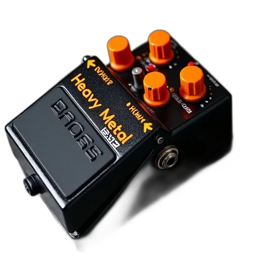 black, boss, hm-2, heavy, metal, pedal, orange, knobs transparent PNG cut-out