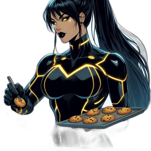 food, comic book art, concept art, anime, cartoon, dark, woman, striking transparent PNG cut-out