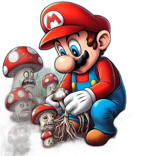 concept art, pixel art, comic book art, 3d render, fire, mario, gaming, mascot transparent PNG cut-out