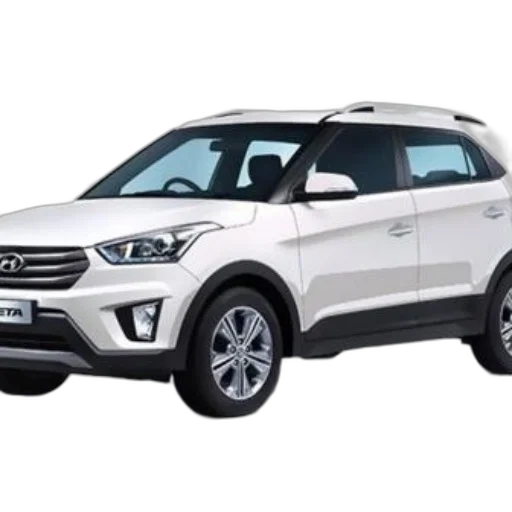 car, white, hyundai, creta, suv, sleek, headlights, modern transparent PNG cut-out
