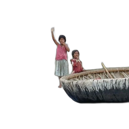 furniture, 3d render, underwater, two, children, sit, boat, water transparent PNG cut-out