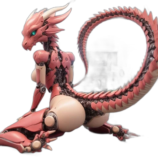 dragon, creature, concept art, 3d render, fantasy art, elaborate, pink, robotically transparent PNG cut-out