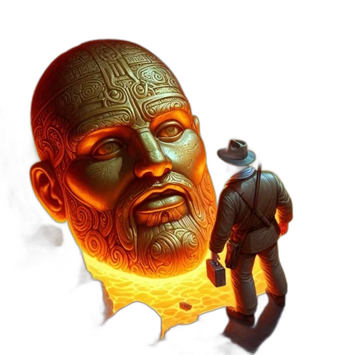 mask, face, robot, concept art, 3d render, comic book art, fire, intrepid transparent PNG cut-out