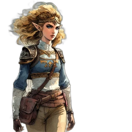 staff, sword, jacket, concept art, fantasy art, pixel art, comic book art, golden transparent PNG cut-out
