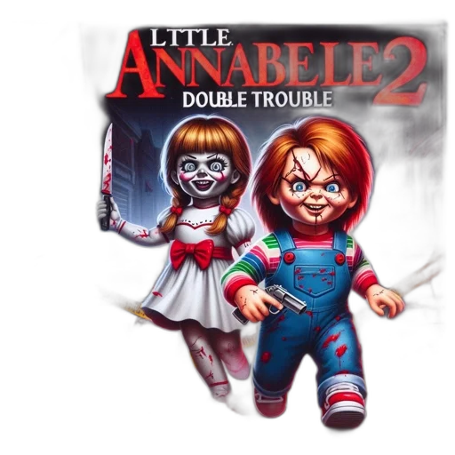 comic book art, concept art, 3d render, cover, art, little, annabelle, double transparent PNG cut-out