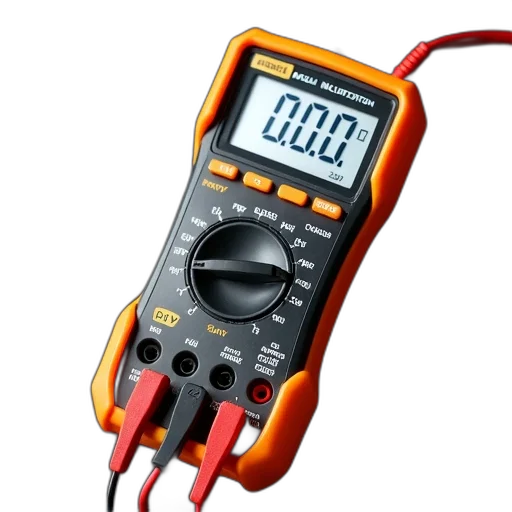 digital, multimeter, black, orange, design, displaying, reading, screen transparent PNG cut-out