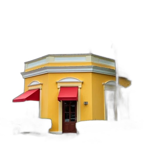 building, food, staff, umbrella, 3d render, photorealistic, concept art, watercolor transparent PNG cut-out