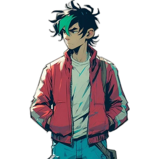 jacket, staff, concept art, anime, comic book art, cartoon, neon lights, neon transparent PNG cut-out