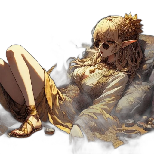 crown, dress, concept art, fantasy art, anime, pixel art, golden, earth tones transparent PNG cut-out