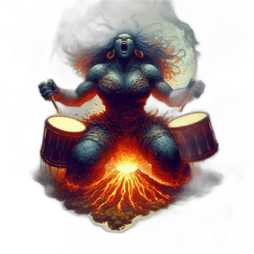 concept art, fantasy art, pixel art, comic book art, fire, outer space, fog, colossal transparent PNG cut-out