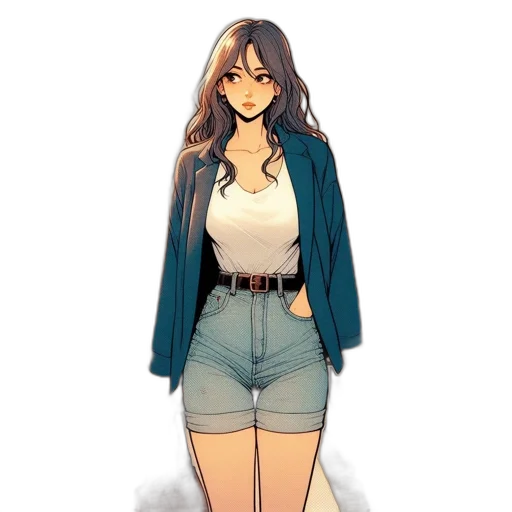 dress, jacket, concept art, pixel art, anime, cartoon, pastel, blue transparent PNG cut-out