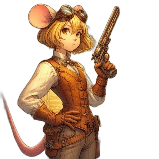 staff, weapon, animal, jacket, concept art, pixel art, cartoon, fantasy art transparent PNG cut-out