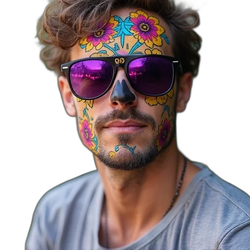 mask, face, staff, photorealistic, watercolor, fantasy art, cartoon, colorful transparent PNG cut-out
