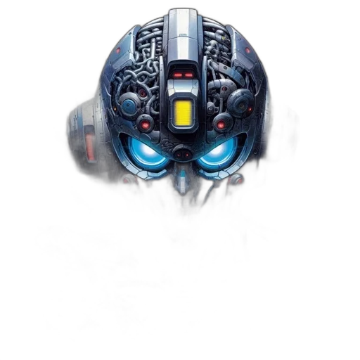 robot, mask, face, weapon, concept art, cyberpunk, fantasy art, pixel art transparent PNG cut-out