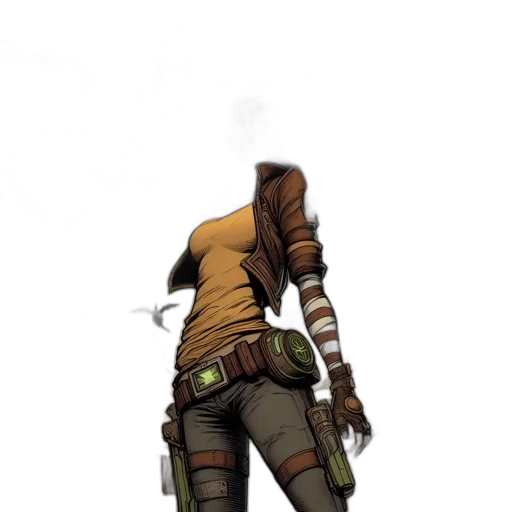 jacket, weapon, staff, sword, concept art, comic book art, fantasy art, cyberpunk transparent PNG cut-out