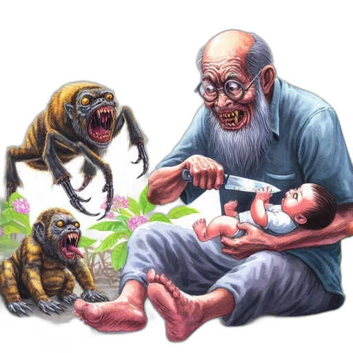 creature, animal, concept art, photorealistic, comic book art, fantasy art, forest, elderly transparent PNG cut-out