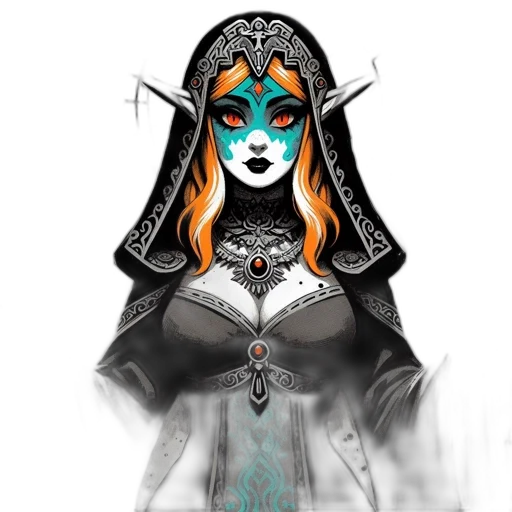mask, jewelry, staff, dress, fantasy art, concept art, pixel art, comic book art transparent PNG cut-out