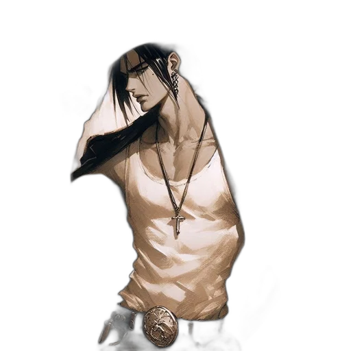 jacket, jewelry, staff, hair, concept art, photorealistic, watercolor, fantasy art transparent PNG cut-out