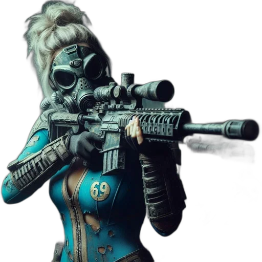 weapon, mask, face, concept art, cyberpunk, comic book art, 3d render, blue transparent PNG cut-out