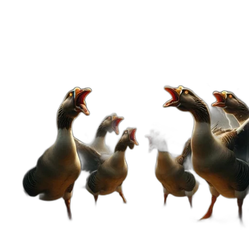 animal, concept art, 3d render, photorealistic, fire, fog, tempestuous, setting transparent PNG cut-out