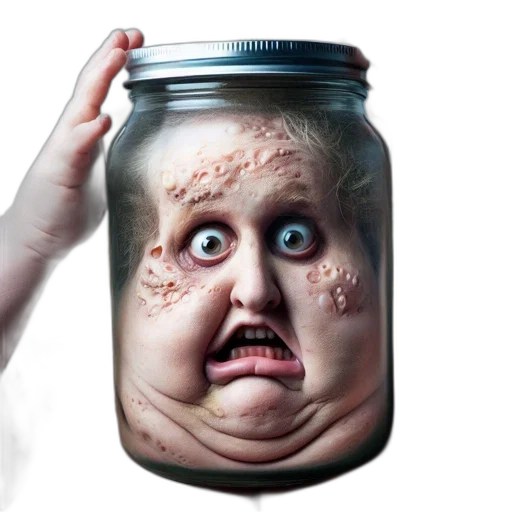 face, creature, mask, bottle, photorealistic, concept art, 3d render, individual transparent PNG cut-out