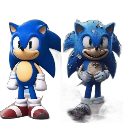 3d render, concept art, photorealistic, pixel art, blue, two, renditions, sonic transparent PNG cut-out