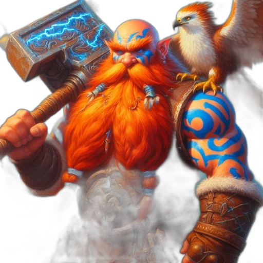staff, fantasy art, concept art, regal, dwarf, wielding, giant, hammer transparent PNG cut-out
