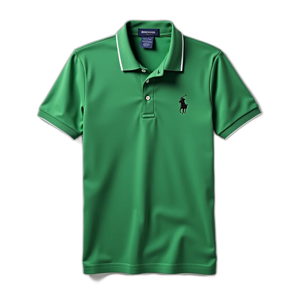 3d render, green, plain, polo, shirt, logo, chest, displayed transparent PNG cut-out