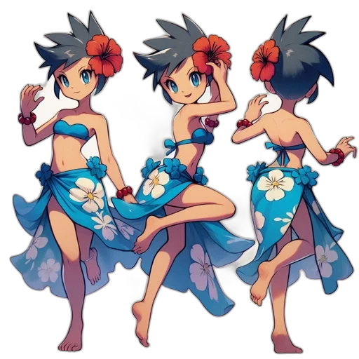 dress, concept art, pixel art, anime, fantasy art, blue, colorful, dark transparent PNG cut-out