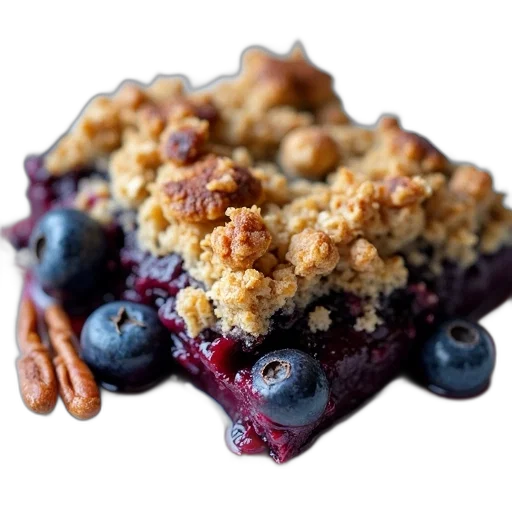 food, crown, close-up, view, baked, blueberry, crumble, crunchy transparent PNG cut-out