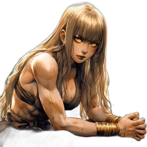 weapon, hair, comic book art, concept art, fantasy art, anime, ethereal, female transparent PNG cut-out