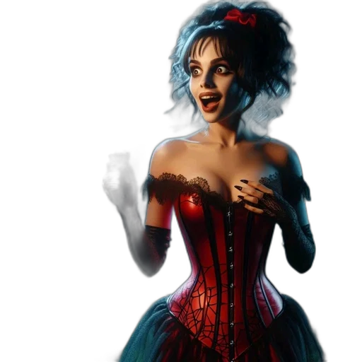 dress, concept art, comic book art, fantasy art, pixel art, woman, red, black transparent PNG cut-out